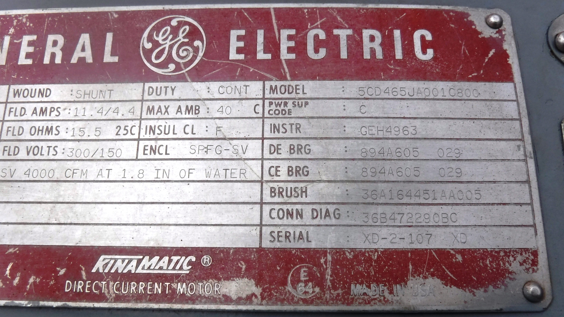 General Electric 400 HP 250/750 RPM 4677 DC Motors 81509